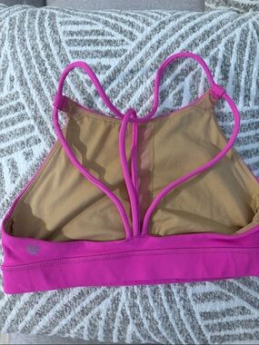 EUC lululemon athletica Pink Strappy Sports Bra with Tan Lining